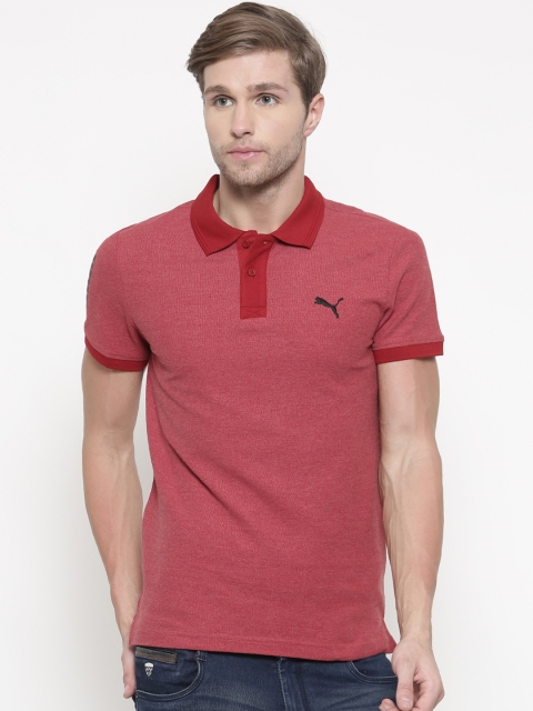 

Puma Men Red India Contrast Heather Solid Polo Collar T-shirt