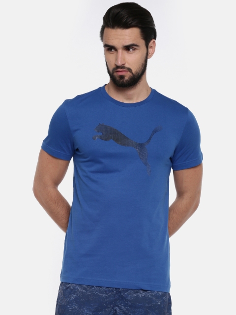 

Puma Men Blue Printed P48 Core Logo Pure Cotton T-shirt