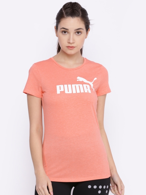 

Puma Women Pink ESS No.1 Heather Round-Neck T-shirt