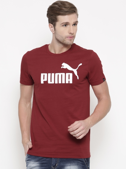 

Puma Men Red Printed Round Neck ESS No.1 T-Shirt