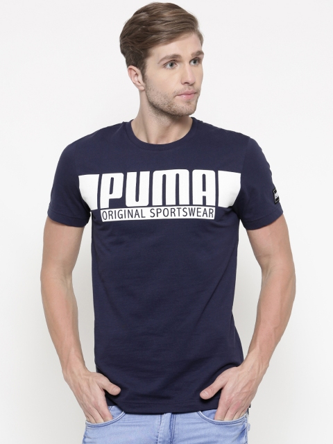 

Puma Men Navy Blue Printed STYLE Athletics Graphic Slim Fit T-shirt