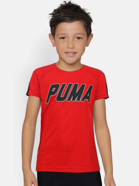 

Puma Boys Red Self Design Gym Graphic Round Neck T-shirt