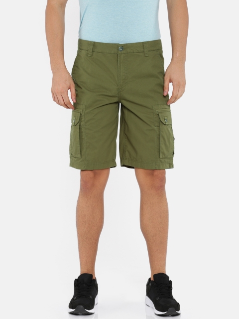 

Puma Men Olive Green Solid Regular Fit Cargo Shorts