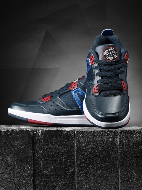 

HRX by Hrithik Roshan Men Navy Retro Basket Ball Sneakers, Navy blue