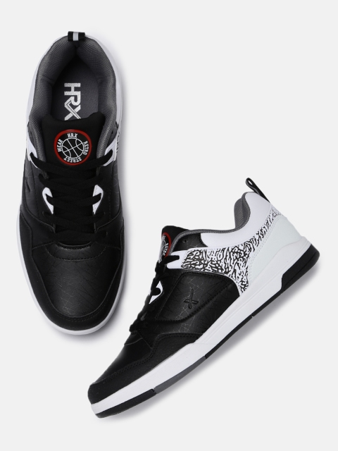 

HRX by Hrithik Roshan Men Black & White Retro Basket Ball Sneakers
