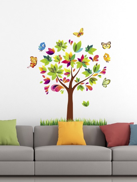 

Cortina Green & White Beautiful Nature Tree & Flowers Wall Sticker