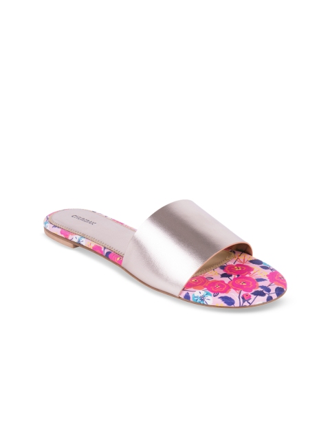

Chumbak Women Silver-Toned Comfort Sandals