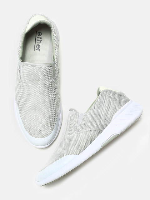 

ether Men Grey Slip-On Sneakers