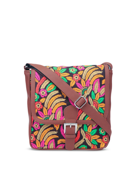 

Anekaant Women Multicoloured & Brown Printed Sling Bag, Multi