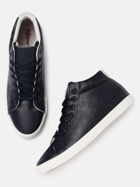 

Roadster Men Navy Blue Synthetic Mid-Top Sneakers