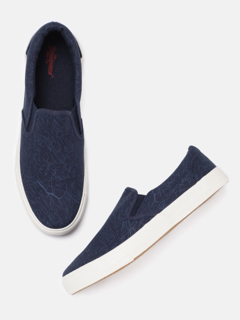 

Roadster Men Navy Blue Printed Slip-On Sneakers