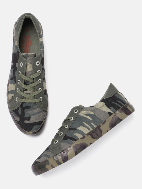 

Roadster Men Green & Khaki Camouflage Print Sneakers