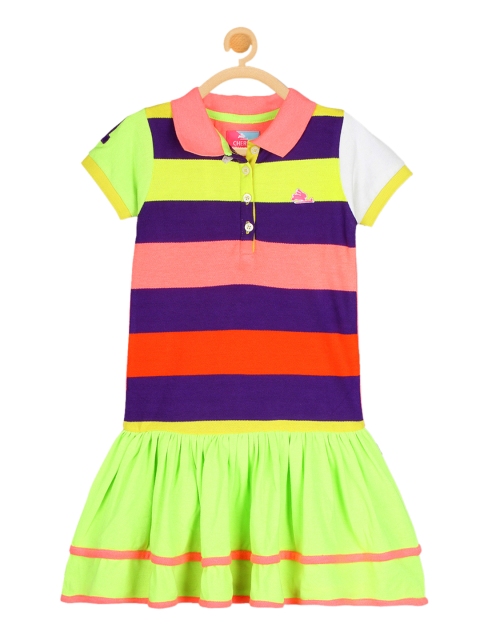 

Cherry Crumble Girls Multicoloured Striped Fit and Flare Dress, Multi