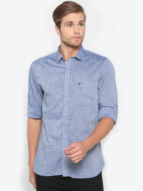 

Allen Solly Men Blue Tailored Fit Self Design Casual Shirt