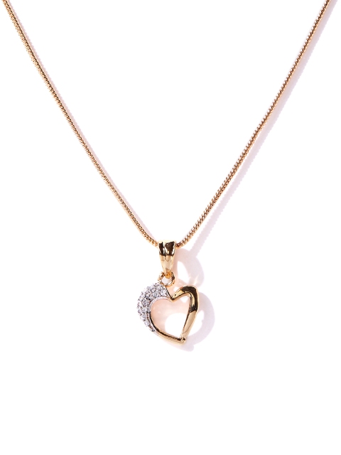 

Spargz Valentines Heart Rose-Gold Tone AD Stone Alloy Pendant Chain
