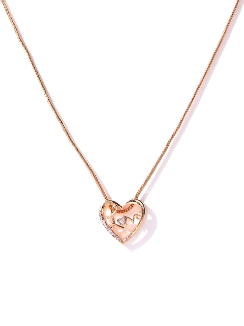 

Spargz Women Rose Gold-Toned Heart-Shaped AD Stone Pendant Chain