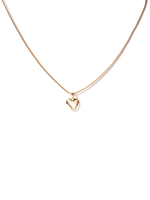 

Spargz Women Gold-Toned Heart-Shaped CZ Stone Pendant Chain