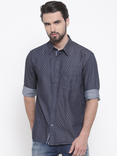 

ColorPlus Men Blue Classic Regular Fit Self Design Casual Shirt