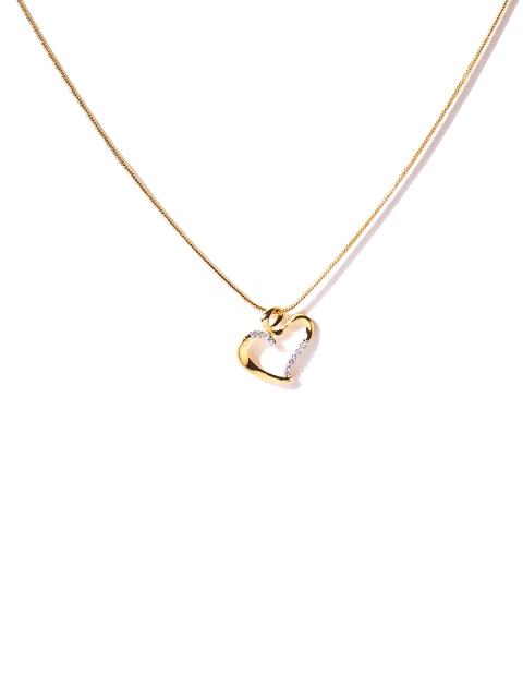 

Spargz Valentines Heart Gold Tone CZ Stone Brass Pendant Chain