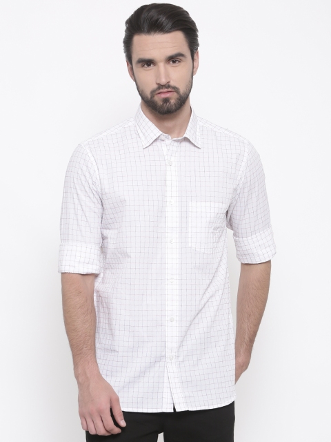 

ColorPlus Men White & Blue Tailored Fit Checked Casual Shirt
