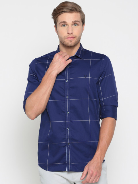 

Allen Solly Men Blue Modern Slim Fit Checked Casual Shirt