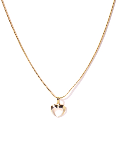 

Spargz Valentines Heart Gold-Silver Tone CZ Stone Brass Pendant Chain