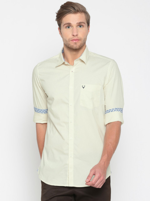 

Allen Solly Men Cream-Coloured Modern Slim Fit Solid Casual Shirt
