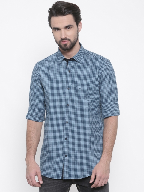 

ColorPlus Men Blue Tailored Fit Checked Casual Shirt