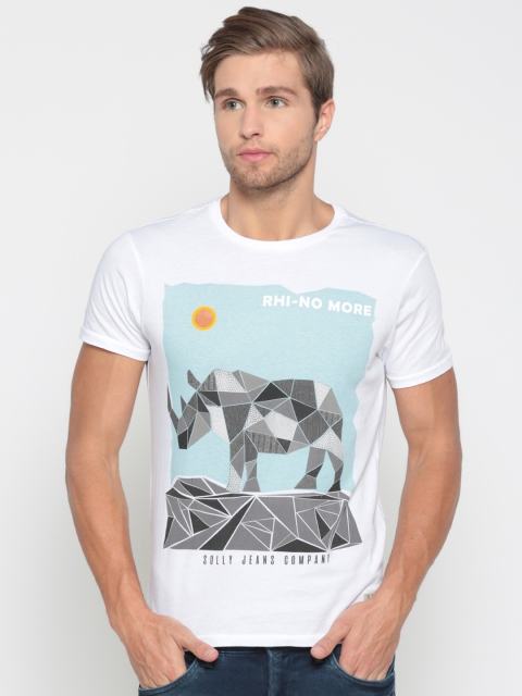 

Solly Jeans Co. Men White Printed Round Neck T-shirt