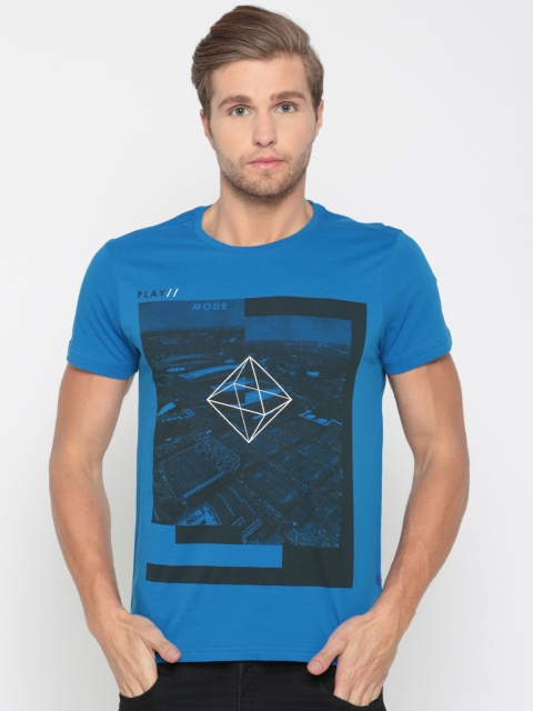 

Solly Sport Men Blue Printed Round Neck T-shirt