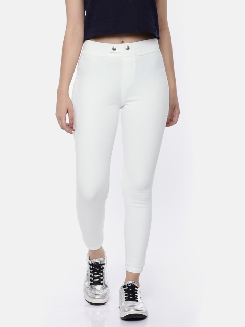 

Park Avenue Woman Women White Power Skinny Fit Solid Jeggings