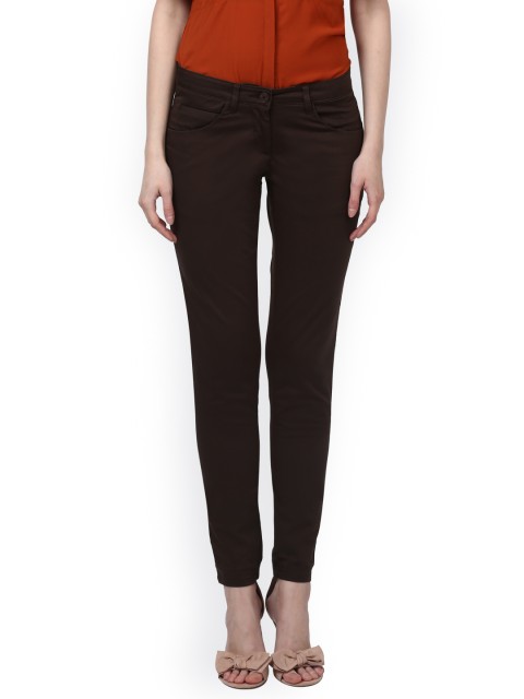 

Park Avenue Women Brown Tapered Fit Solid Formal Trousers