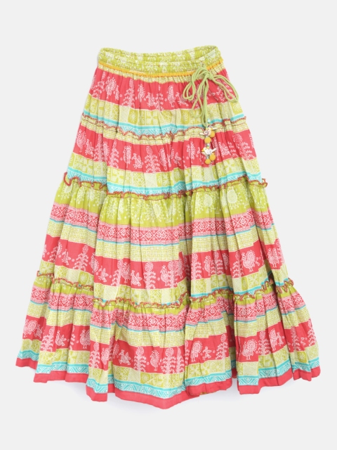 

Biba Girls Lime Green & Pink Printed Flared Skirt