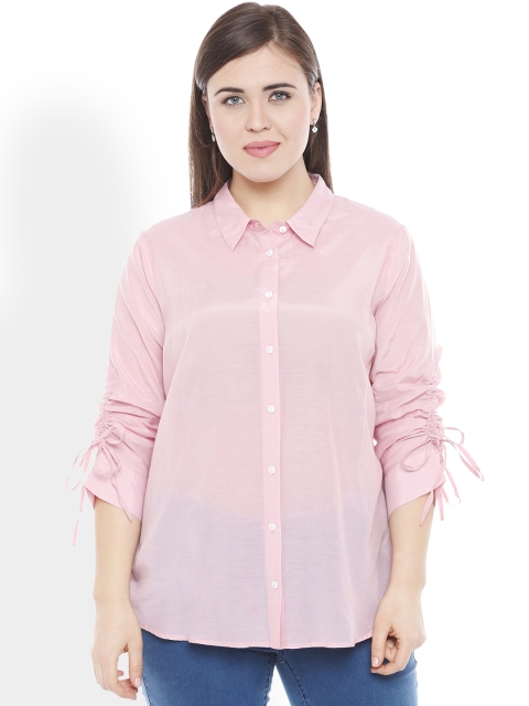 

JUNAROSE Plus Size Women Pink Regular Fit Solid Casual Shirt