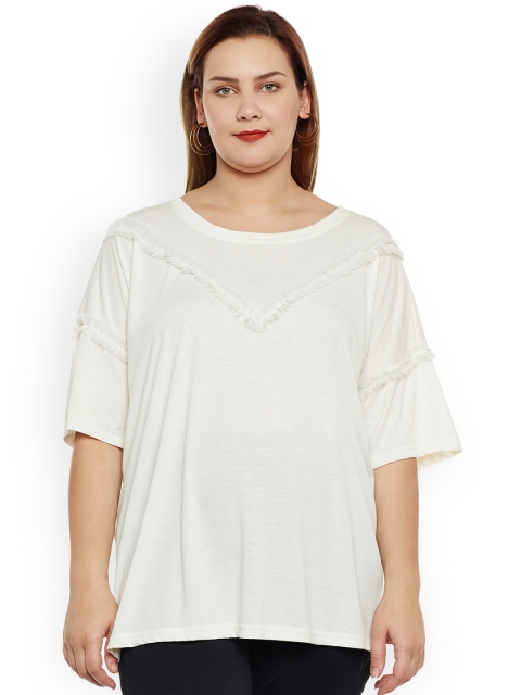 

JUNAROSE Plus Size Women White Solid Top
