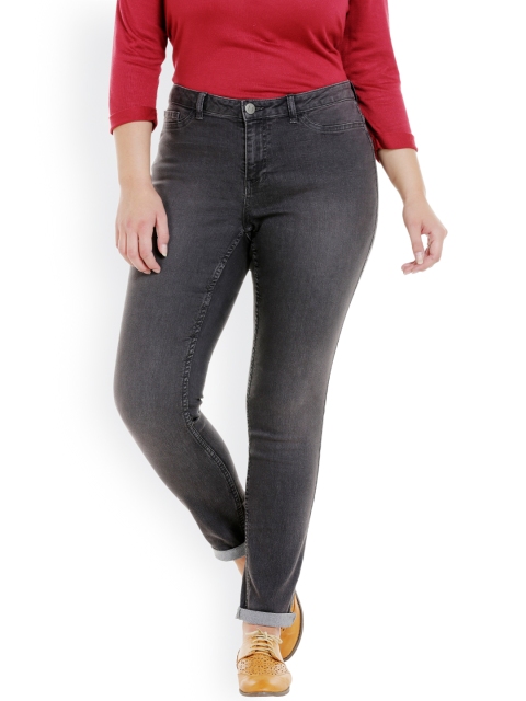 

JUNAROSE Plus Size Women Grey Slim Fit Mid-Rise Clean Look Stretchable Jeans