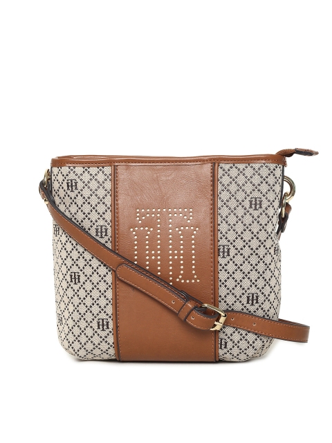 

Tommy Hilfiger Women Beige & Brown Textured Sling Bag