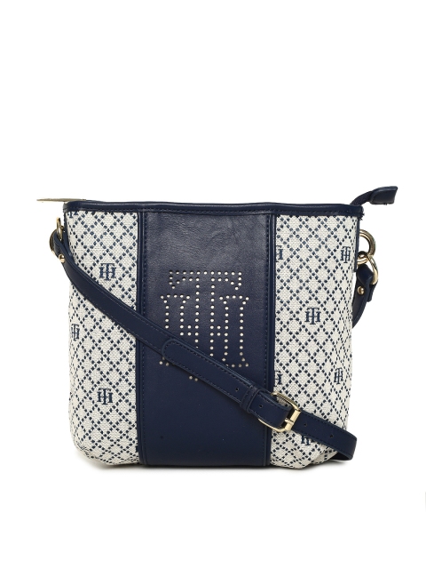 

Tommy Hilfiger Women Navy Blue & Grey Textured Sling Bag