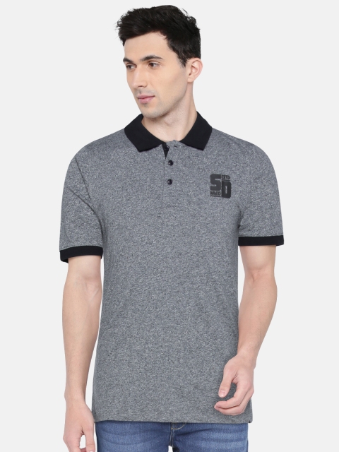 

Slub Men Grey Melange Solid Polo Collar T-shirt