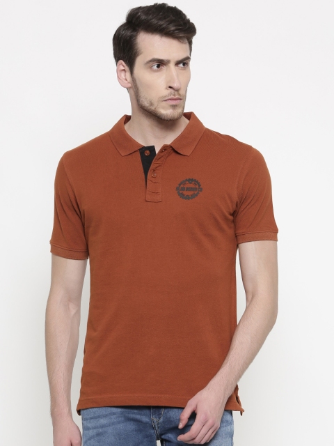 

Slub Men Brown Slim Fit Solid Polo Collar T-shirt