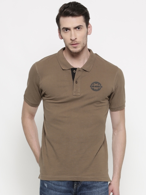 

Slub Men Olive Green Slim Fit Solid Polo Collar T-shirt