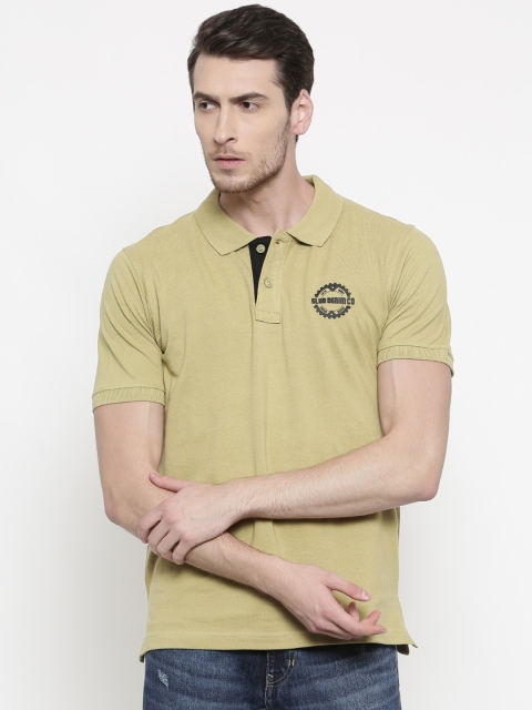 

Slub Men Green Slim Fit Solid Polo Collar T-shirt