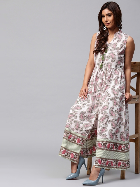 

Jaipur Kurti Women Pink & White Printed A-Line Kurta