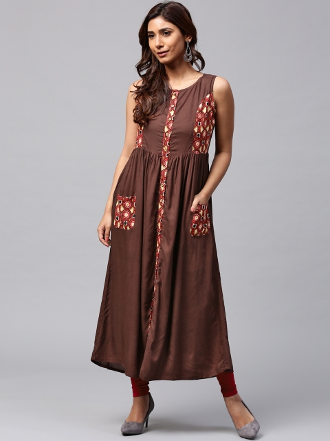 

Jaipur Kurti Women Brown Solid A-Line Kurta