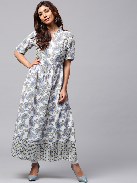 

Jaipur Kurti Women Blue & White Printed A-Line Kurta