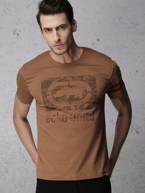 

Ecko Unltd Men Rust Red Printed Slim Fit Round Neck T-shirt