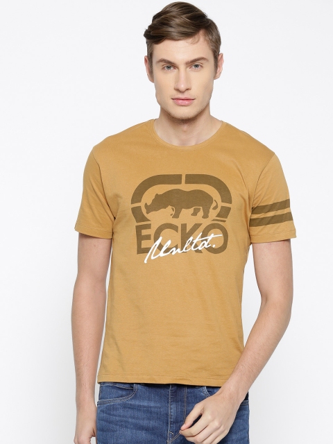 

Ecko Unltd Men Brown Printed Slim Fit Round Neck T-shirt