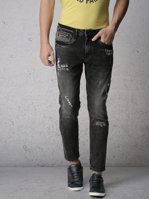 

Ecko Unltd Men Black Slim Fit Mid-Rise Low Distress Stretchable Jeans