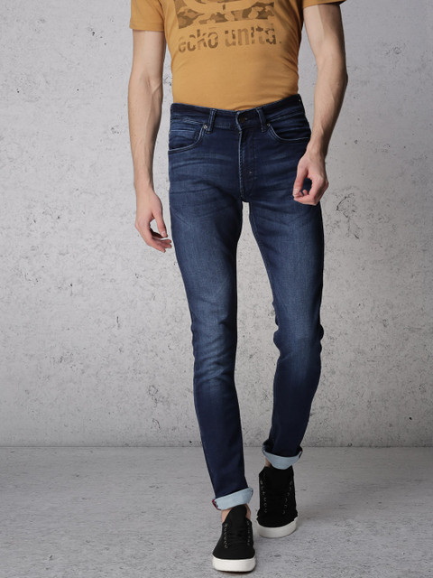 

Ecko Unltd Men Blue Super Slim Fit Mid-Rise Clean Look Stretchable Jeans