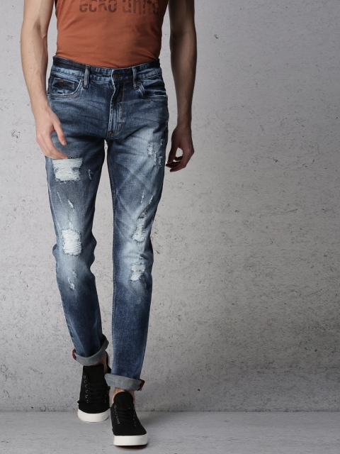 

Ecko Unltd Men Blue Super Slim Fit Mid-Rise Highly Distressed Stretchable Jeans
